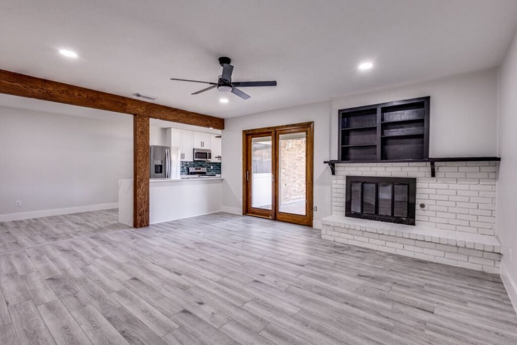 Light-colored modern laminate flooring