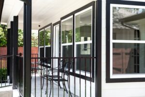 black and white patio