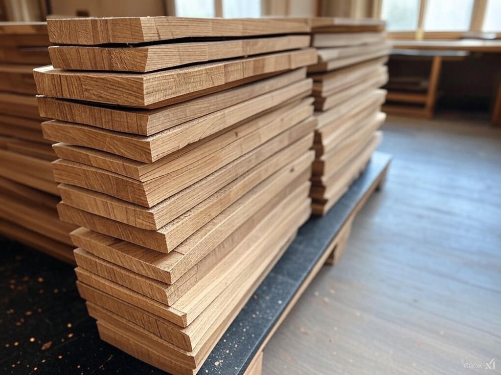 stacks of oak rift cut planks