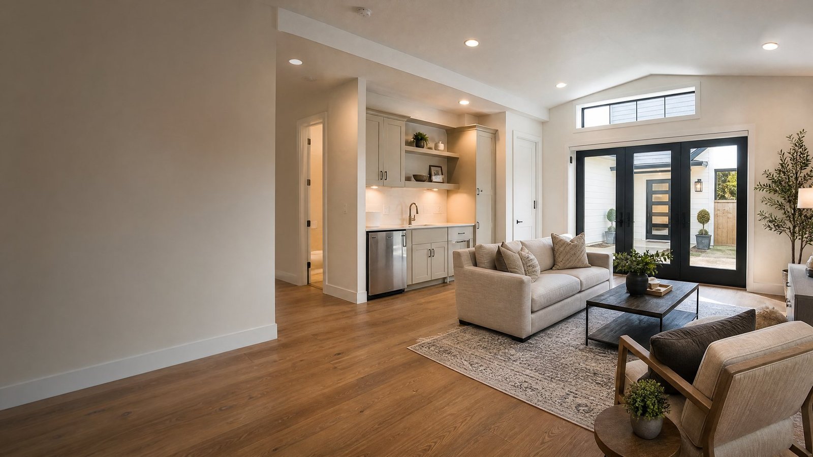 Finished Frisco garage conversion and ADU-style guest suite interior by Future Design & Build TX